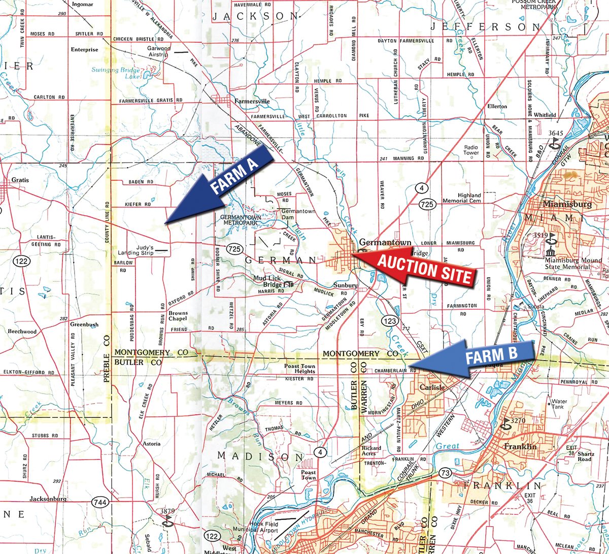 Area map - FARMLAND AUCTION, 113+/- Acres - 2 Farms in 4 Tracts
